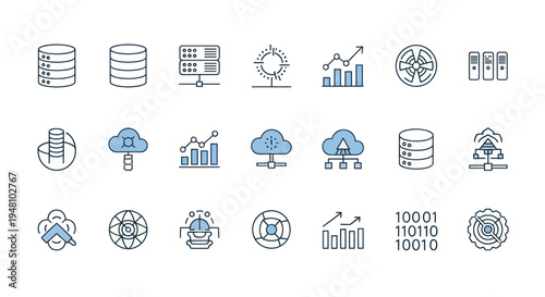 Data storage and analysis icons