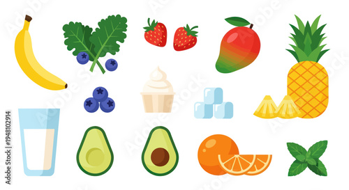 Fresh fruit smoothie ingredients