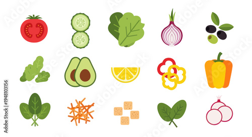 Fresh vegetables and ingredients illustration