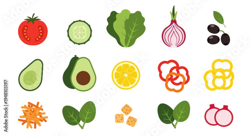 Fresh vegetables and salad ingredients