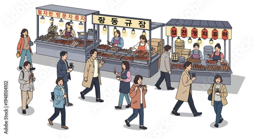 People at Korean Street Food Market
