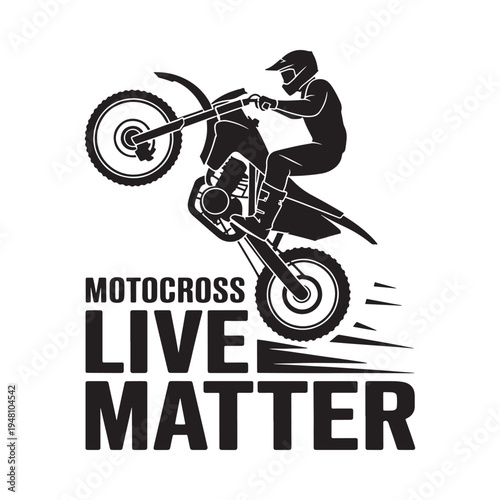 Motocross rider performing a wheelie with dynamic text overlay
