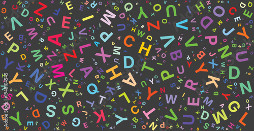 Abstract Vector Background with Scattered Alphabet Letters