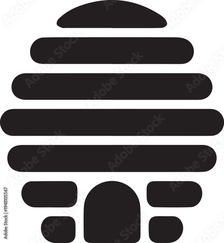 Beehive Icon Black Silhouette Simple Geometric Shape For Apiary Or Beekeeping Concepts