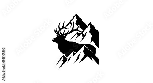 Deer silhouette among mountains