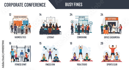 Corporate Conference and Business Event Illustrations Set