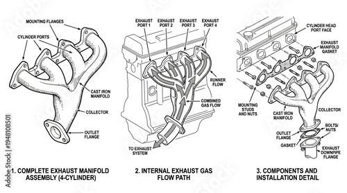 Automotive Exhaust System Diagram Assembly Flow and Components