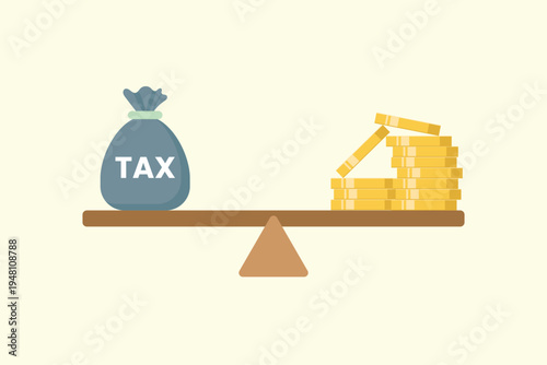 Tax balancing scale business concept. Tax scale, great design for any purposes. Vector.