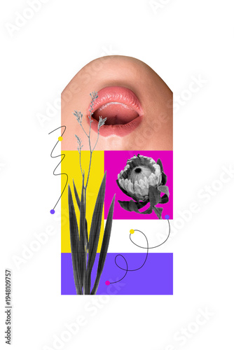 Konstfotografi Sketch composite 3D photo collage trend artwork of surreal inverted half face li