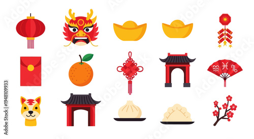 Asian cultural symbols collection
