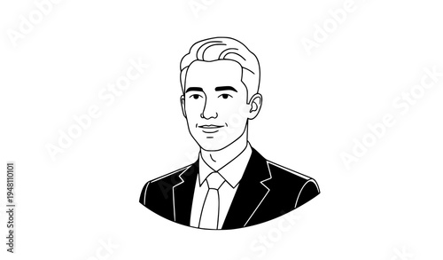 A minimalist vector illustration of a smiling businessman in a suit