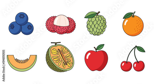 Colorful assortment of fresh fruits illustration