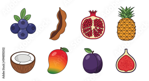 Colorful assortment of fresh tropical fruits