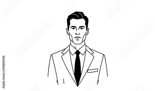 A minimalist vector illustration of a businessman in a suit and tie