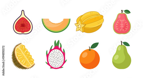 Colorful assortment of tropical fruit slices