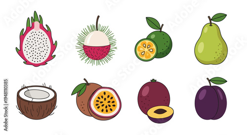 Colorful assortment of fresh tropical fruits
