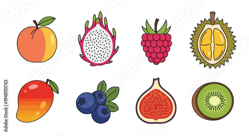 Colorful fruit assortment isolated on white