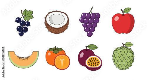 Colorful fruit assortment isolated on white