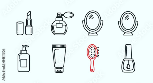 Cosmetics and beauty products icons