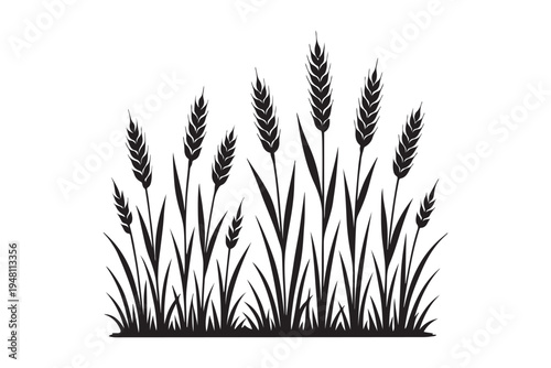 Wheat Field Silhouette Vector Illustration for Agriculture and Harvest Themes