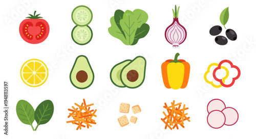 Fresh vegetables and fruits illustration