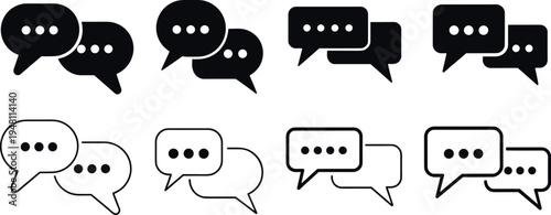 Chat bubbles in various designs and colors, vector illustration, flat design