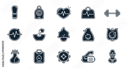 Health and fitness icons set