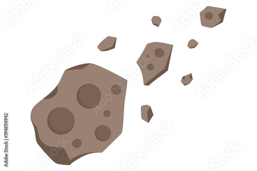 Abstract illustration depicting a group of floating space rocks or asteroids, showcasing cosmic debris in a clean, graphic style perfect for science and astronomy-related designs