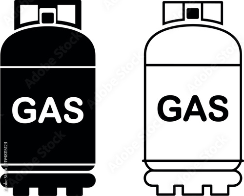 Gas cylinders vector illustration, black and white flat design
