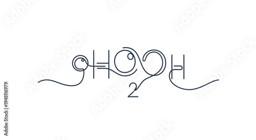 Hand-drawn Chemical Formula of Water H2O in Minimalist Line Art Style