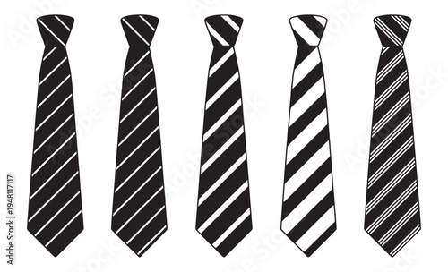  black silhouette of a classic necktie set on a white background