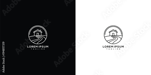 Minimalist House  Path Logo Design  Real Estate Home Journey.