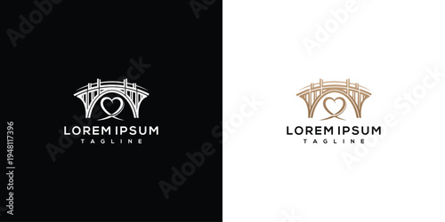 Bridge Heart Logo Design - Love Connection Symbol.