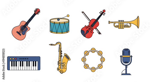 Musical instruments vector set