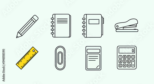 Office supplies isolated on white