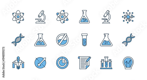 Science and research icons set
