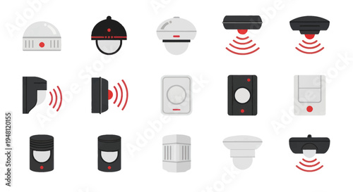 Collection of various security and motion sensor devices.