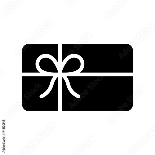 Gift card icon. Black vector gift box icon
