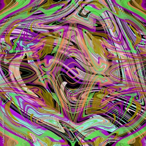 Vibrant Psychedelic Liquid Swirl Abstract Background - Trippy Colorful Fluid Art Texture.