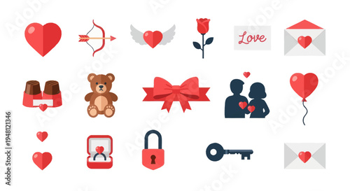 Valentines day icons love romance hearts