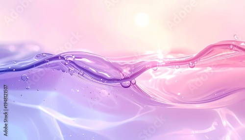 パステルピンクと紫のクリアな水