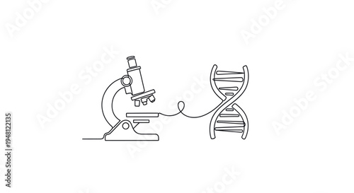 Microscope and DNA Helix, Genetic Research and Discovery, Science Concept