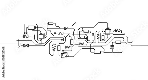 Abstract electronic circuit diagram, schematic, technology, engineering, connections