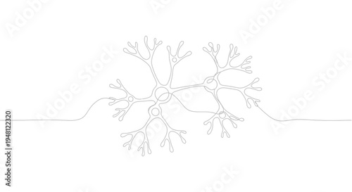 Abstract Neuron Cell Illustration, Single Line Art, Neuroscience Concept