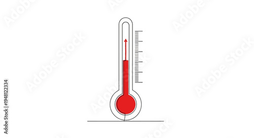 Thermometer Showing High Temperature, Red Liquid Rising