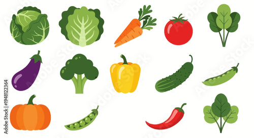 Vegetable assortment colorful isolated illustration