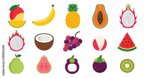 Vibrant assortment of fresh tropical fruits