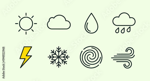 Weather icons sun clouds rain and more