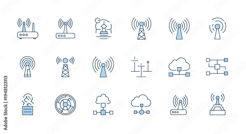 Naklejka premium Wireless communication icons network signals