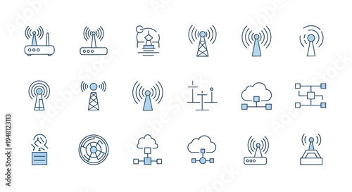 Wireless communication icons network signals